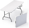 Pureegg 6FT Folding Table - No Assembly Required, Versatile Dining Table with Carrying Handle & Tabletop Safety Lock, Portable Foldable Table for Party, Craft, Camping, Picnic, White